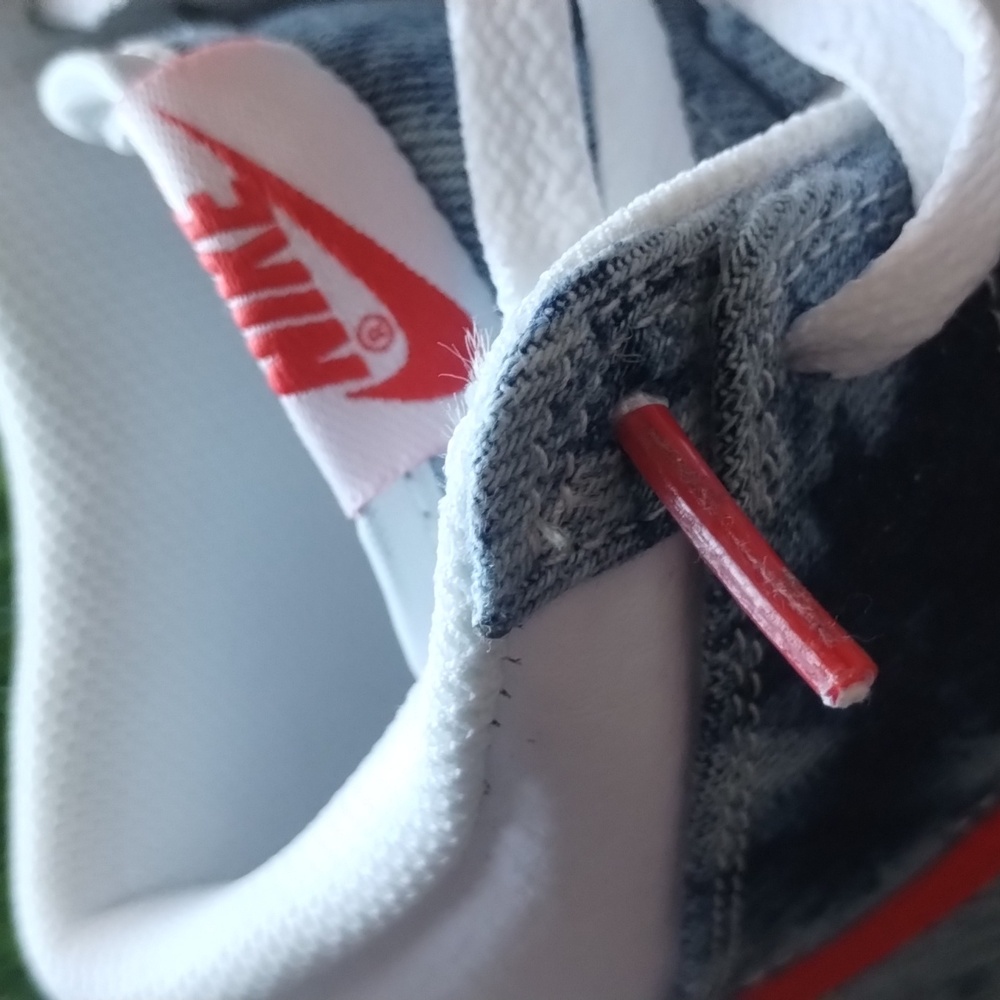 Nike Dunk High Denim Blue White/Sail/Habenero Red Unisex W8 M6.5 - Picture 11 of 16